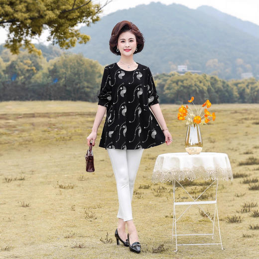 2025年春季新款显瘦遮肚百搭洋气衬衫中年妈妈时尚中长款 商品图3