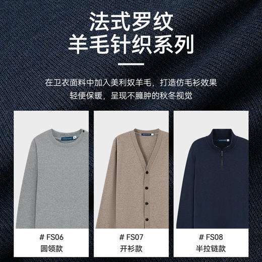 十如仕针织半拉链法式罗纹美利奴羊毛衫FS08 商品图5