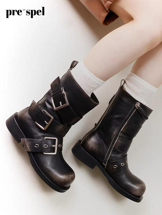 圆头烟管直筒短靴 商品图1