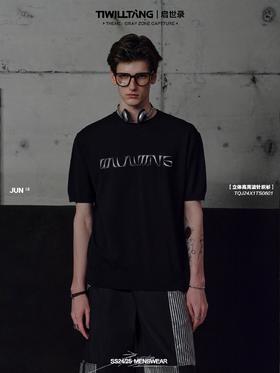 TIWILLTANG启世录“烬晨乌迹”立体高周波针织衫时尚字母短袖t恤