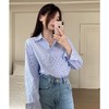 【秋上新】吉妮品牌 068B蓝色斜开扣设计感条纹衬衫-喜出 商品缩略图3