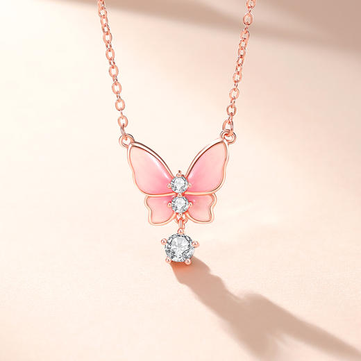 Winy s925银粉蝶星语项链低温珐琅工艺配国检证书送女友闺蜜节日生日礼物 商品图0