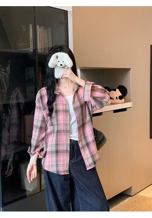 【秋上新】吉妮品牌 002A粉色格子衬衫-喜出 商品图3