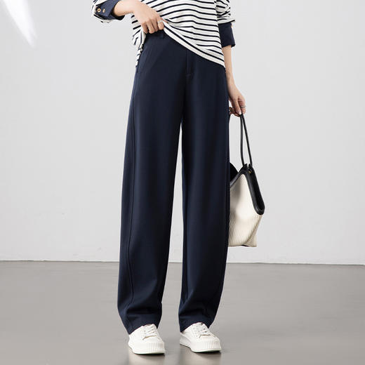 「高货xg」全新升级【铂金会员220/天猫289/差价69】(05622)洛诗琳新款醋酸羊毛混纺直筒裤2025秋季窄版阔腿镰刀裤 商品图1