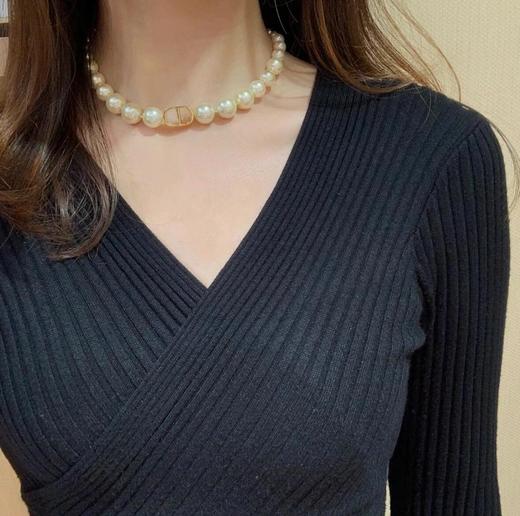 TB26-DIOR迪奥 30 Montaigne 珍珠 树脂 项链 女款 金色 (JM) 商品图2