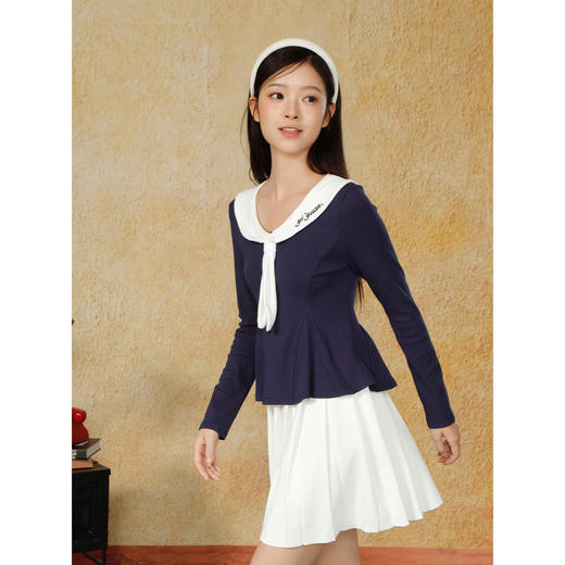 学院风海军领收腰长袖T纪念日百货门店同款164543087 商品图1