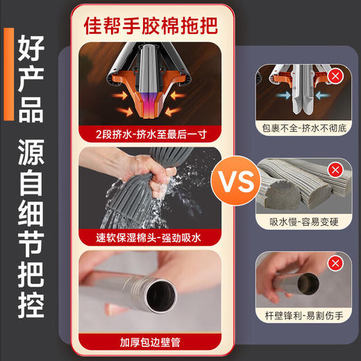 佳帮手扫除道28T1对折胶棉拖把-1只头33cmJBS-JMTB-J33T1-GOG2P 商品图1