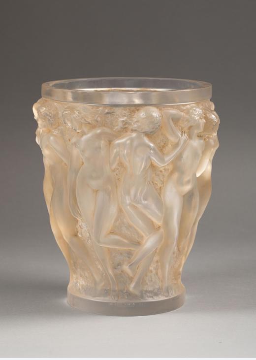 独角鹿西洋古董1927年法国顶级水晶工坊莱俪LALIQUE设计出品「Bacchantes 酒神祭司」主题欧泊水晶花瓶 商品图0