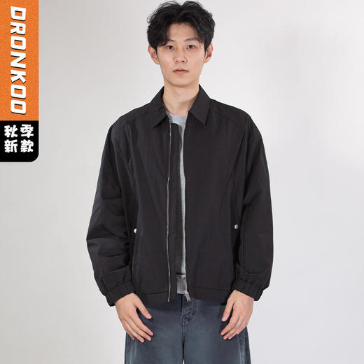 DRONKOO 2025 翻领前几何分割口袋金属扣中厚夹克 商品图0