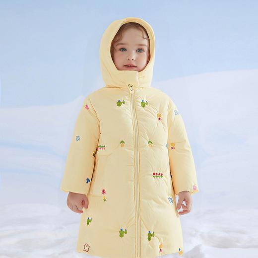 笛莎Deesha 童装女童羽绒服2025冬新款女童花朵蝴蝶绣花三防连帽羽绒服 商品图1