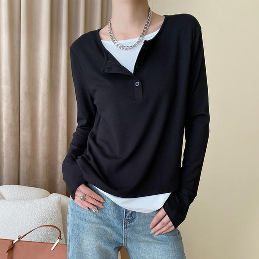 baozro随性假两件长袖品质面料T恤FS-1617 商品图2