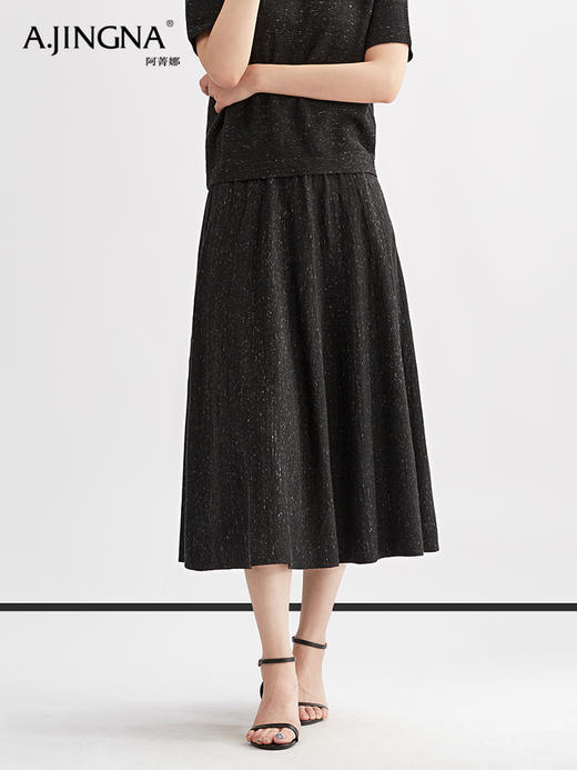 【松弛慵懒】阿菁娜亚麻绵羊毛混纺中长款半身裙F30Q313002 商品图2