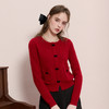 三彩2025冬季新款蝴蝶结针织衫圆领毛衫开叉上衣套头M 商品缩略图3