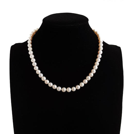 【天然正品】S925银镶精品天然近圆约7.7MM无核白色珍珠项链210825NJM21 现售价：980特价！ 商品图0