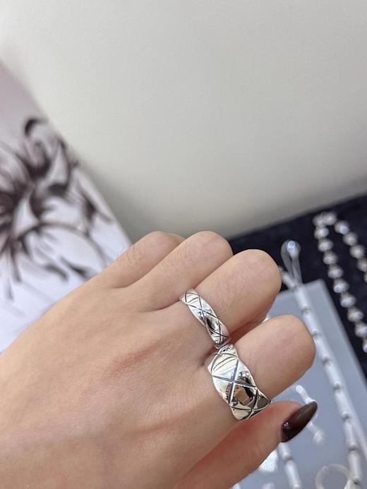 TB30-CHANEL香奈儿 COCO CRUSH 菱格纹 最宽版 无钻 戒指 男女同款情侣款 银色 (XK) 商品图1