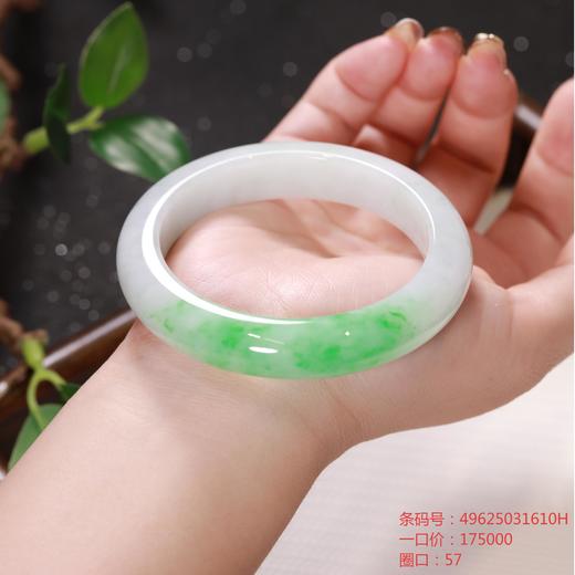 高货青绿色翡翠手镯 传家宝温润圆满中式翡翠手镯49625031610H（一口价） 商品图1