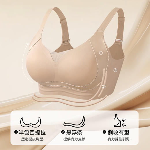 熳洁儿 提拉聚拢无痕内衣百搭光面聚拢防下垂文胸按摩花瓣杯25761505 商品图1