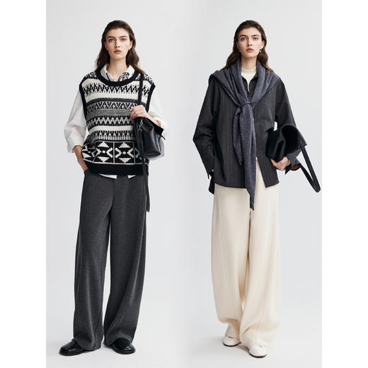 棉仓366618006-【弯刀裤】醋酸羊毛宽松长裤女25秋新品分割线设计显瘦休闲裤 商品图3