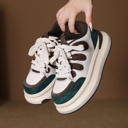 FR 85091复古单鞋轻便厚底松糕休闲鞋系带运动鞋 商品图0