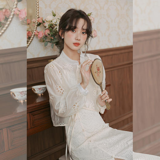 西遇新中式改良旗袍套装女秋季新款国风立领开衫连衣裙两件套SS051447 商品图4