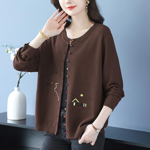 CC 10-6613遮肚藏肉针织开衫时尚洋气显瘦毛衣外套 商品图3