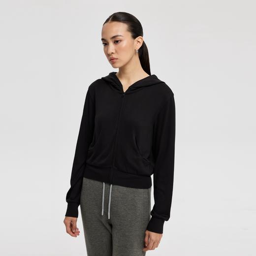 oneup兔毛连帽短款拉链卫衣 商品图2