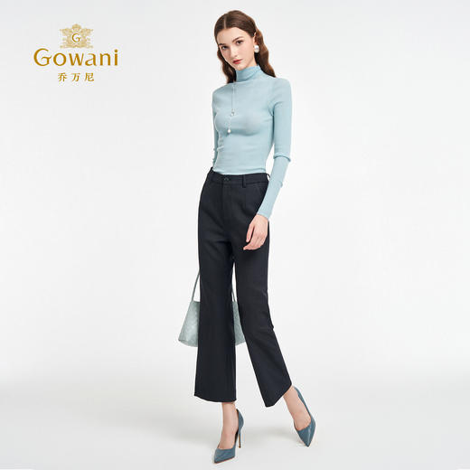 乔万尼2025新品两色百搭修身复古感微喇裤ED3F235 商品图2