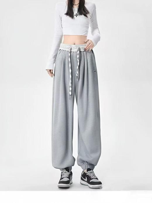 冰点价！仅限11.11！退货勿拍【秋上新】两粒扣菱形格腰带束脚休闲卫裤-喜出 商品图2