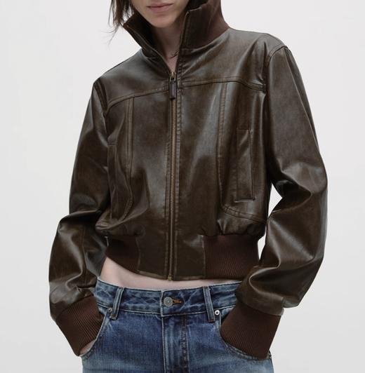 出逃赤岗西/25AWW153/美式复古咖棕色皮衣外套 商品图0