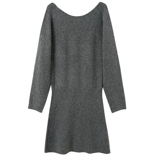 三彩独醒2025冬季新款圆领针织连衣裙长袖小A短裙打底慵懒F 商品图4