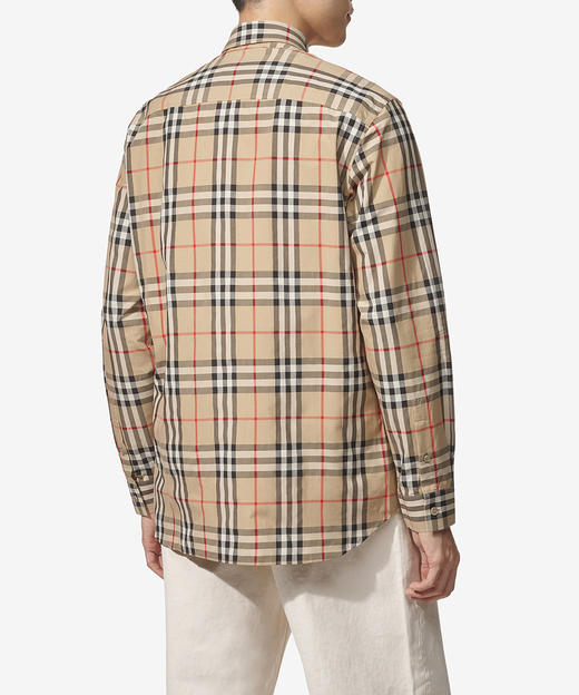 【新品特惠秒】Burberry博柏利 FW25 经典格纹棉质翻领长袖单排扣衬衫 男款 米色 80705771 商品图5