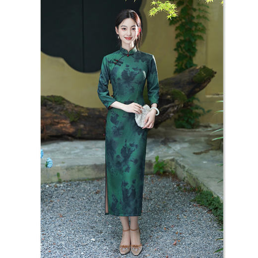 SKY 27688苏杭秋款旗袍复古国风七分袖旗袍 商品图3