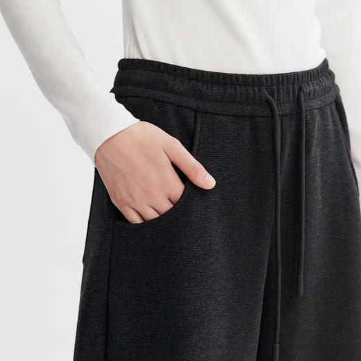 棉仓366618009-抽绳松紧腰直筒休闲裤女25秋新品含牦牛绒舒适微宽松及地长裤 商品图2
