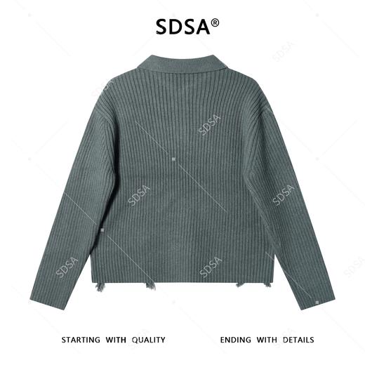 SDSA男士秋冬新款痞帅男装纯色polo领毛衣下摆流苏设计百搭针织衫 商品图5