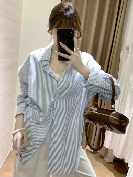 【秋上新】吉妮品牌 003A蓝白条纹衬衫-喜出 商品图4