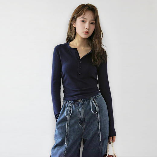 baozro法式亨利领针织打底衫FS-1635 商品图2