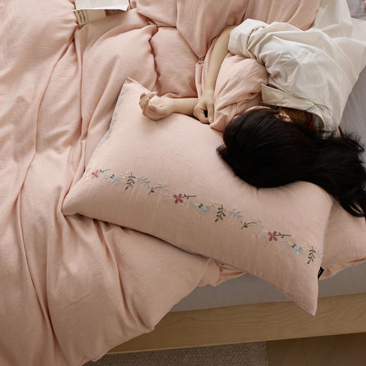 超柔裸感贴身天丝棉麻四件套 天丝+棉+亚麻无印风简约套件 商品图9