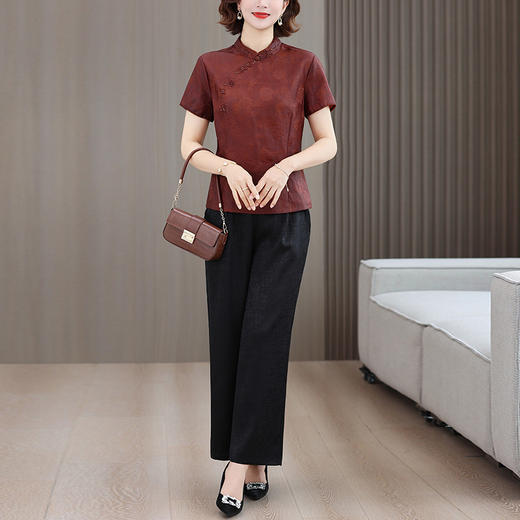 A34803保证舒适气质中年女新款夏季国风显瘦时尚提花香云纱两件套装 商品图2