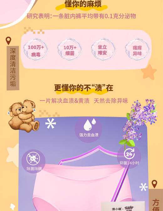 【涤小萌泰迪熊联名款】涤小萌内衣专用洗衣片内衣清洁专家！3秒溶解、99.9%抑菌，血渍汗渍一泡没！ 商品图1