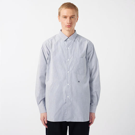 nanamica Regular Collar Stripe Wind 男女中性款条纹按扣衬衫 商品图0
