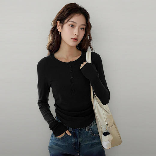 baozro法式亨利领针织打底衫FS-1635 商品图4