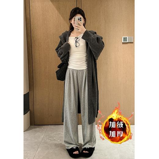 【个性时髦！柔软舒适】时尚减龄，糯米裤加绒阔腿裤子女秋冬季新款高腰宽松显瘦休闲裤慵懒风拖地裤。rb 商品图11