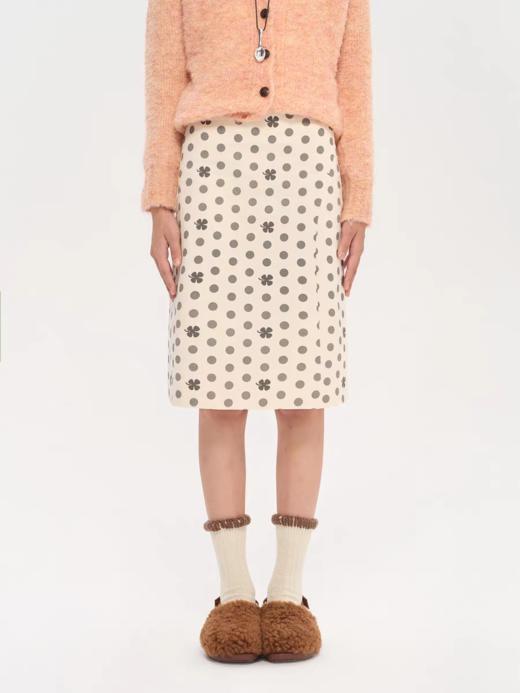 heris/H53130/四叶草波点 立裁分割微喇 直筒显瘦百搭半裙 商品图2