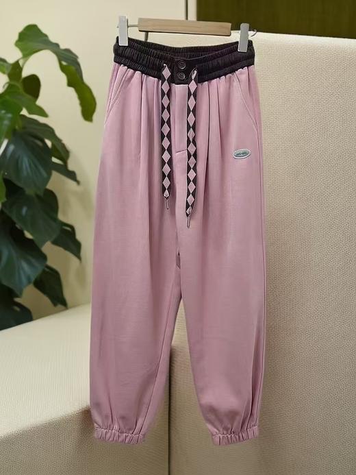 冰点价！仅限11.11！退货勿拍【秋上新】两粒扣菱形格腰带束脚休闲卫裤-喜出 商品图4