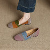 【预售5天】真皮磨砂拼色乐福鞋女新款春秋女鞋一脚蹬翻毛皮软底单鞋女YS&A1691 商品缩略图2