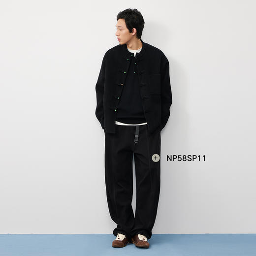 NPC潮牌100%绵羊毛新中式盘扣短款毛呢大衣休闲复古外套NP57WC39 商品图1