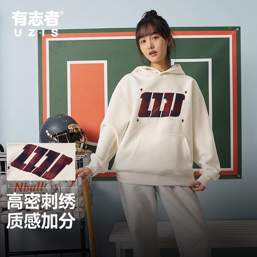 有志者UZIS美式潮流刺绣卫衣男秋季宽松复古重磅运动套头衫明星 商品图3