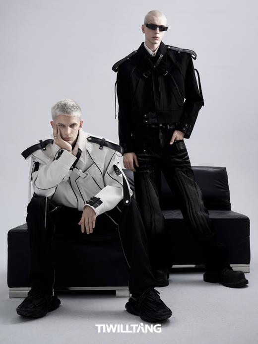 TIWILLTANG启世录“光寂翎锢”结构拼接可拆卸短呢重工夹克外套 商品图4