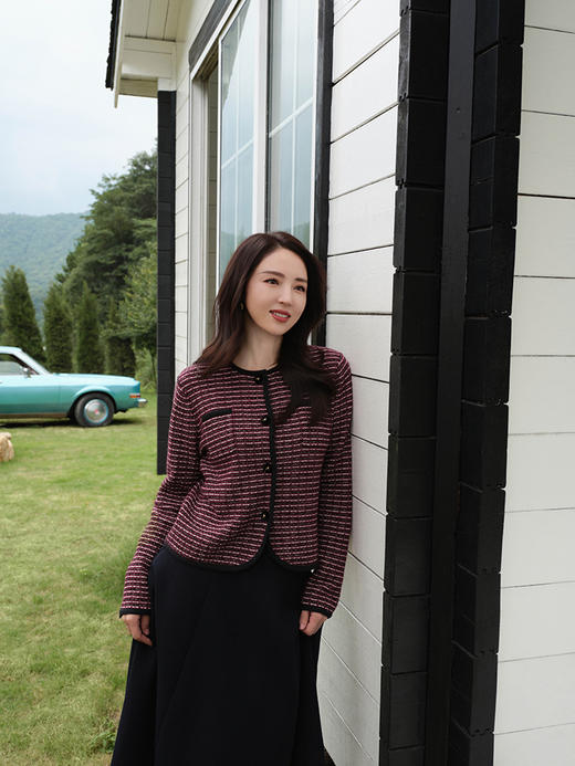 【董璇同款针织半裙】明星同款25年秋冬新品女士中长款包臀裙藏青a字裙 商品图2