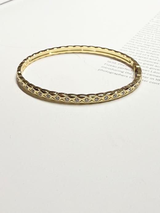 TB29- CHANEL香奈儿 菱格纹图案 全钻 手镯 女款 金色(XK) 商品图4